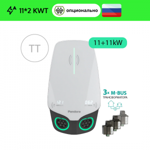 Pandora Wall-E DUO TT AC (переменный ток) 2х11 кВт (2 кабеля разъемы GB/T/Tesla /Type1/Type2)